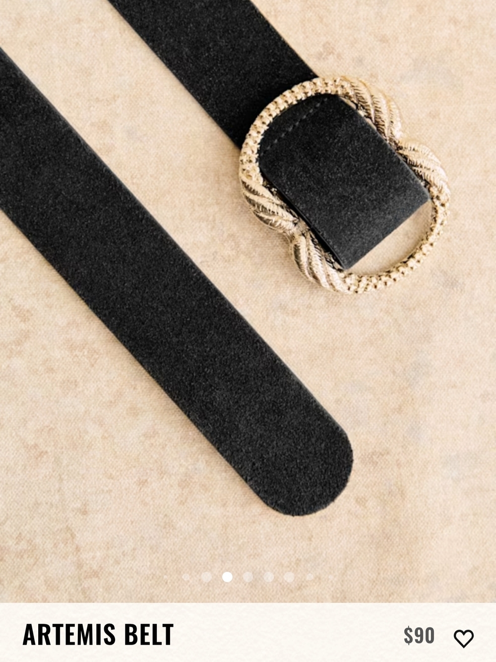 Sézane Artemis Black Suede Belt with Gold Rope Buckle